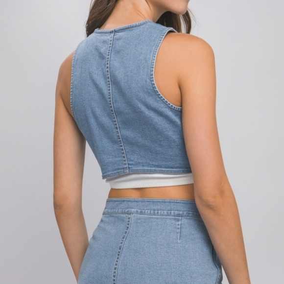 #472 🛑36 S,M,L  Fabulous BOHO Jeans Buttoned Vest Top  Jacket - Picture 4 of 7